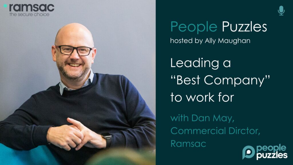 Blog banner shows blog title Leading a best company to work for with photo of Commercial Director Dan May