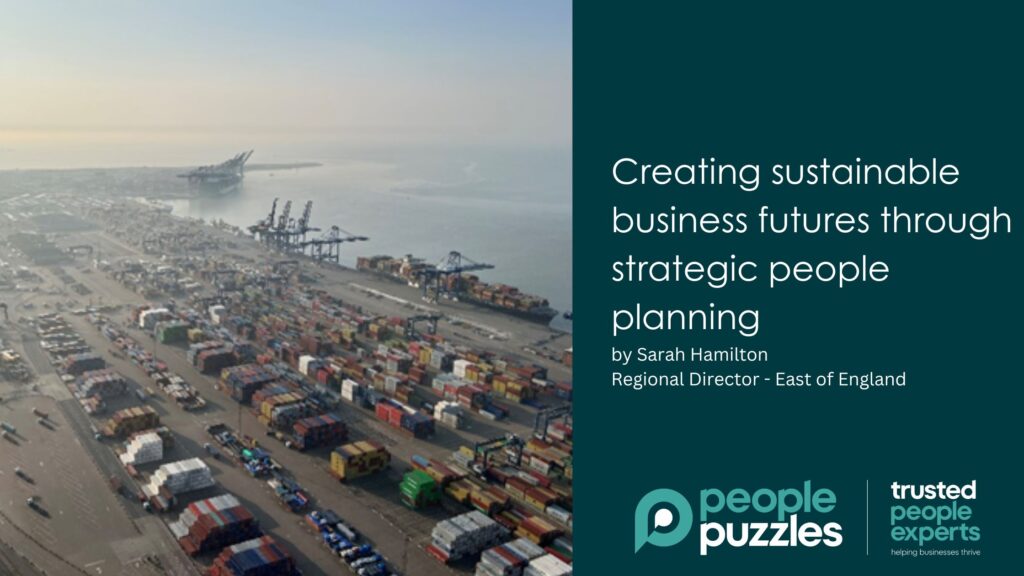 Blog banner shows photo of eastcoast dockyard with caption Creating sustainable business futures through strategic people planning