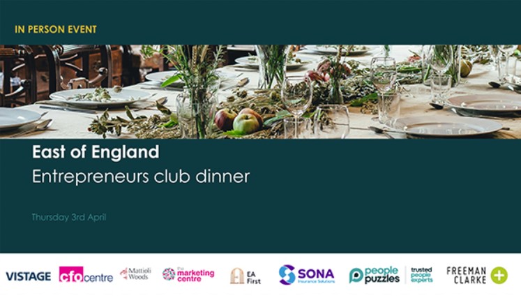East of England E Club dinner banner
