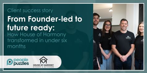 Blog banner for House of Harmony with blog title from founder-led to future ready